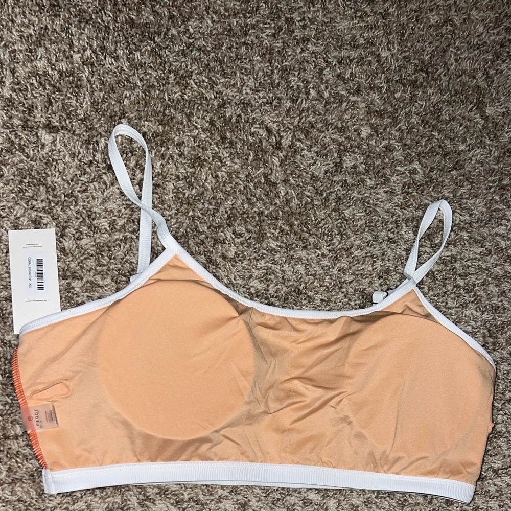NWT! Geode Women’s Coral with White Trim Bikini Top Sz XXL Super cute! - Picture 7 of 8